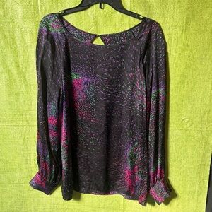 Chic Silk Black and Pink Women's Blouse